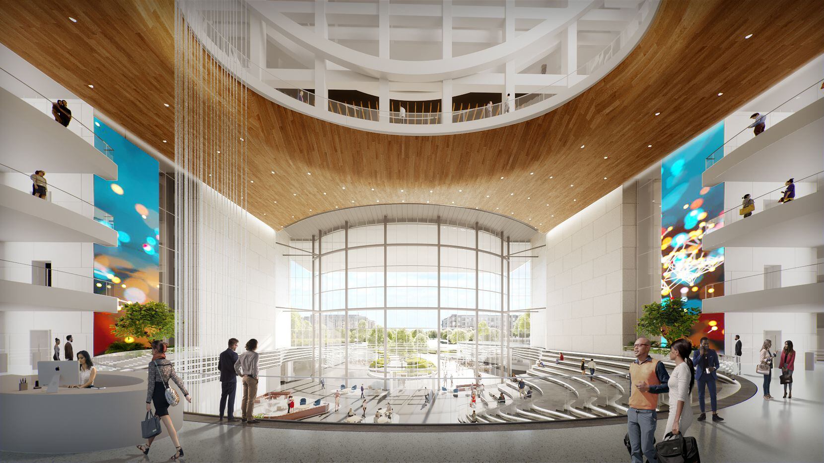 A rendering of what a lobby space would look like.