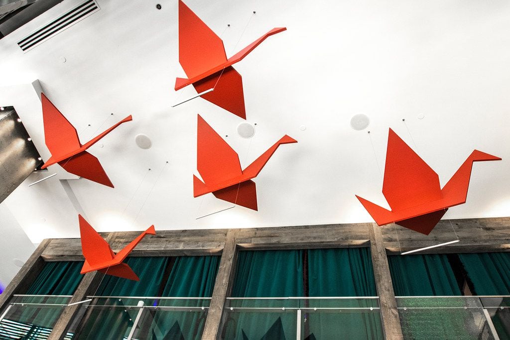 Look up: A company of artists called Built by Bender created the red cranes that hang from...