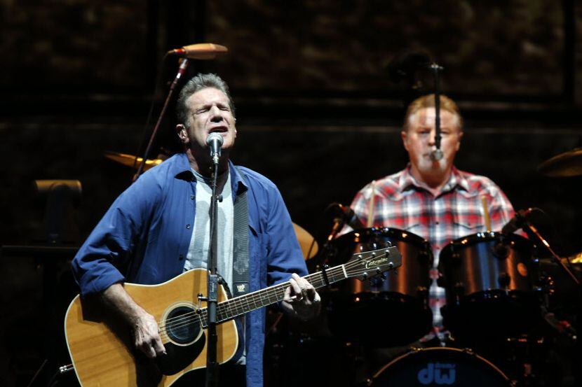 Glenn Frey, left, and Don Henley of the Eagles at the American Airlines Center during their...
