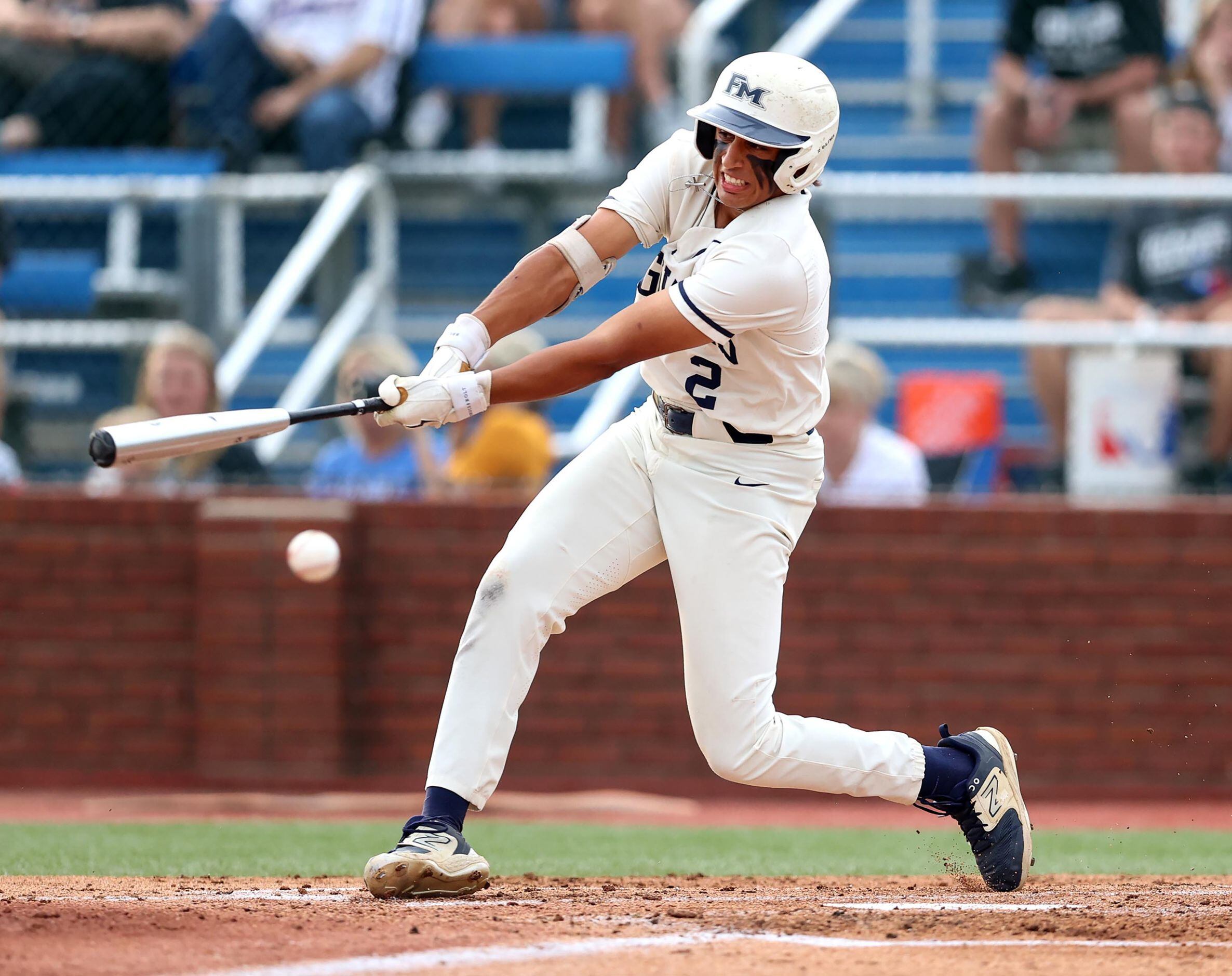 Flower Mound DH Adrian Rodriguez tries to make contact during Game 1 of a best-of-3 Class 6A...