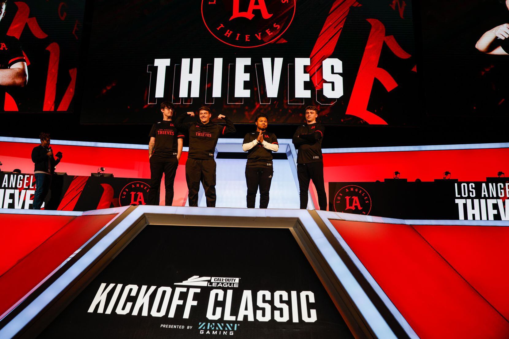 Los Angeles Thieves from left, Sam "Octane" Larew, Zack "Drazah" Jordan, Kenneth "Kenny"...