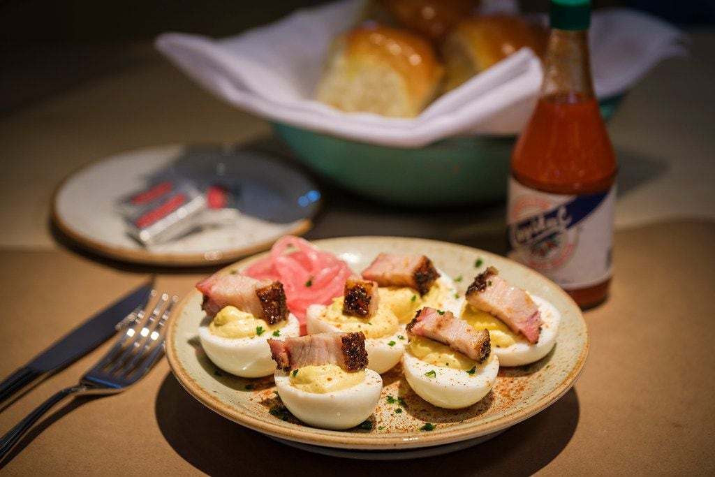 Sunday's Deviled Eggs at Pappas Delta Blues Smokehouse on Friday, Sept. 13, 2019, in Plano....
