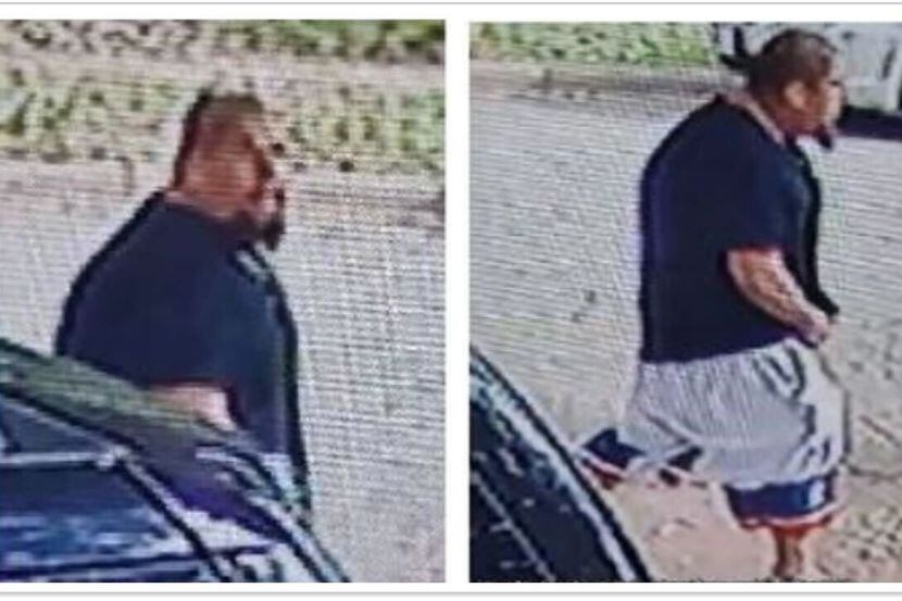 The department shared photos Tuesday of a man in a black short sleeve shirt and white...