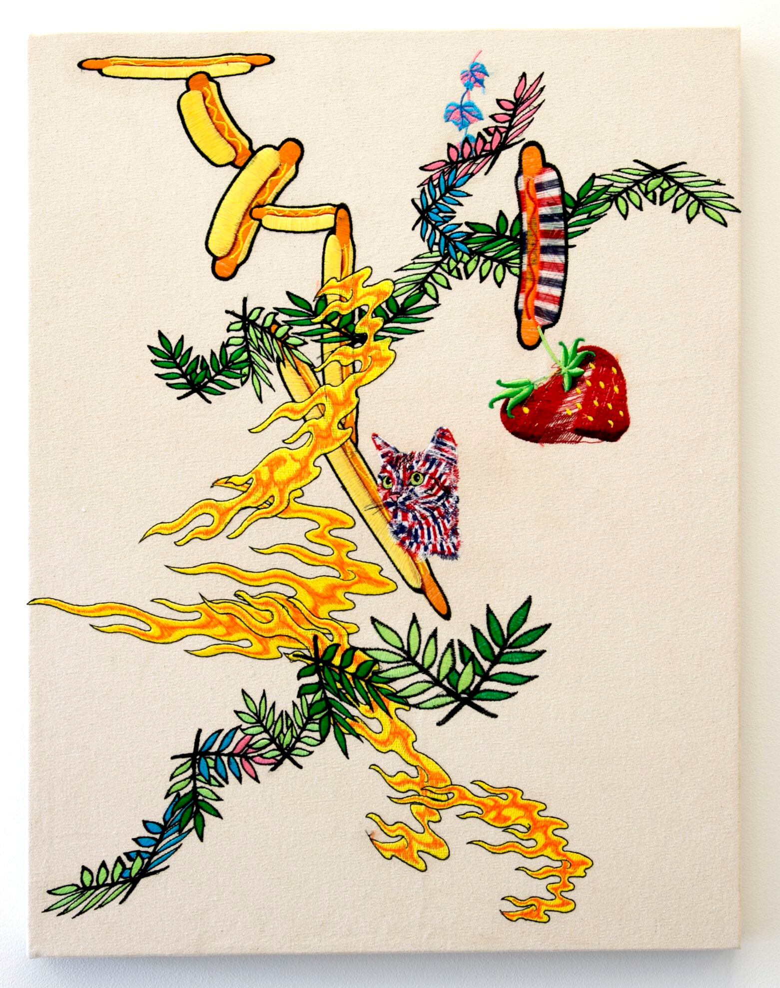 Borna Sammak's "Untitled," a 2014 embroidery-on-canvas work, is featured in the "Fresh...