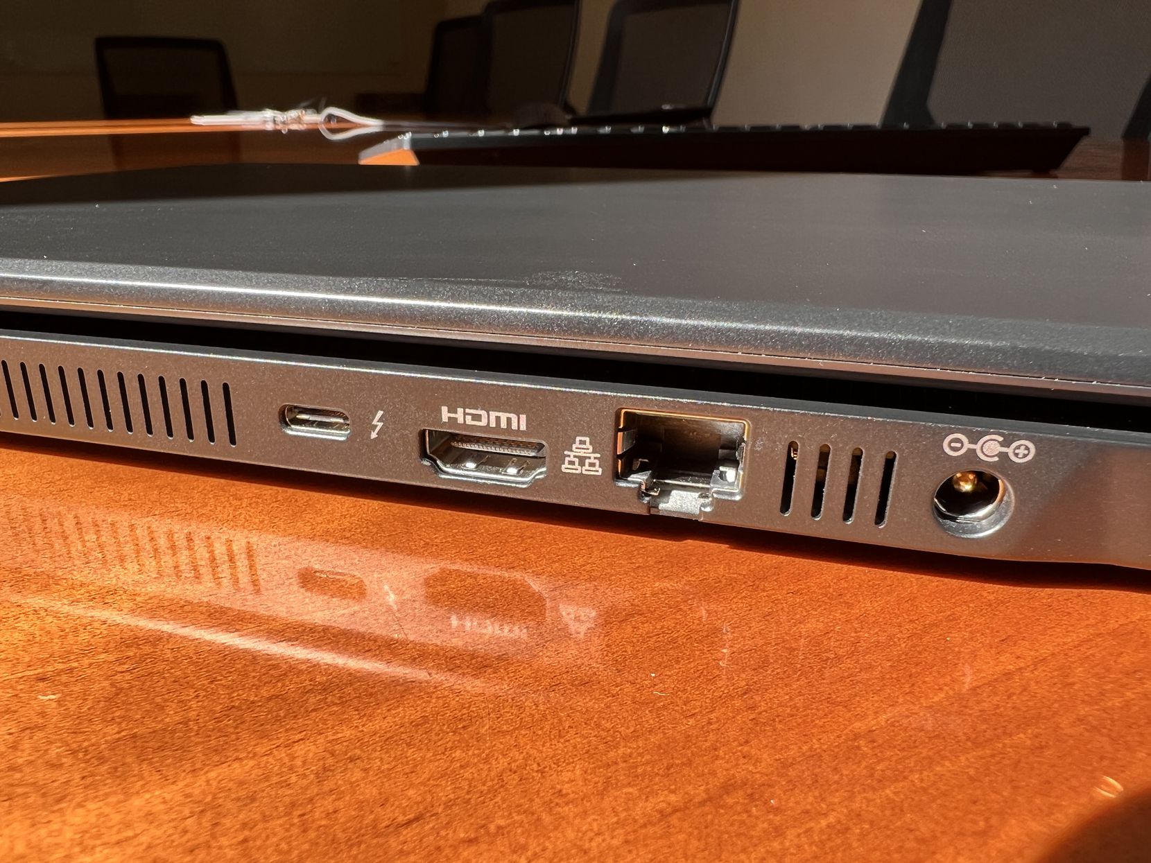 Ports on the back of the BookFun 11 include (from left) Thunderbolt 4, HDMI, Ethernet and...