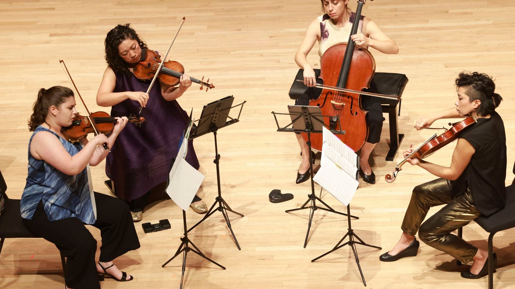 Violinists Emma Frucht and Miho Saegusa, cellist Karen Ouzounian and violist Ayane Kozasa,...