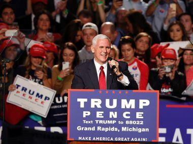 US Republican vice presidential candidate Mike Pence addresses the final rally of the GOP...