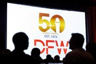 DFW Airport CEO Sean Donohue unveiled the airports new logo to celebrate the 50th...