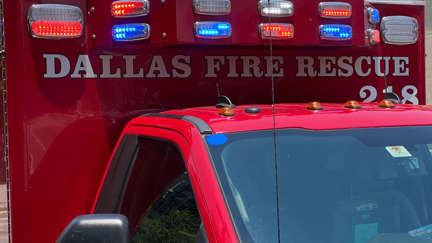 A Dallas Fire-Rescue ambulance in downtown Dallas in June 2022.