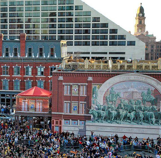 Huge crowds at Sundance Square in downtown Fort Worth,Texas were in attendance for ESPN...