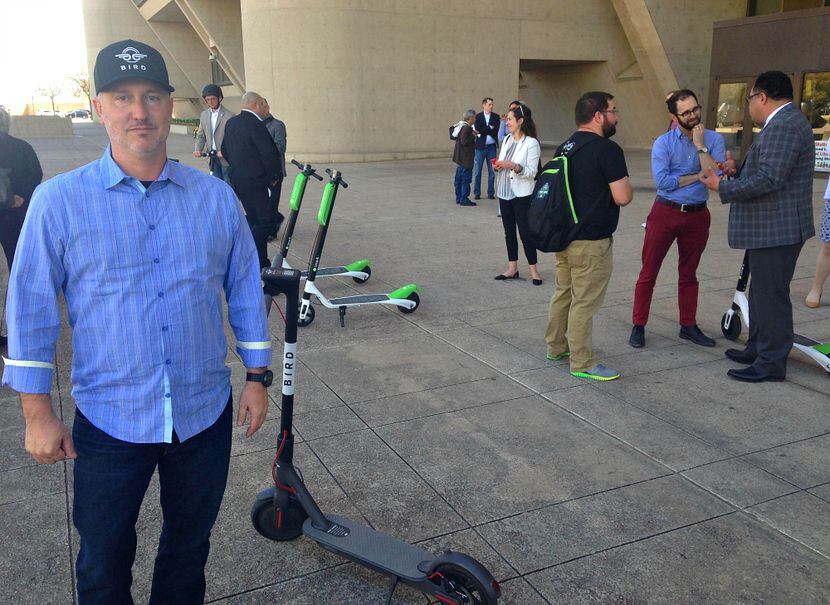Matt Shaw, Bird's director of government relations, offered free rides on his company's...