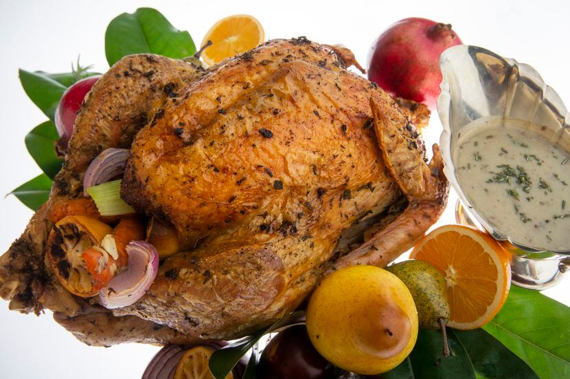 Turkey is prepared with Mediterranean herbs and olive oil.