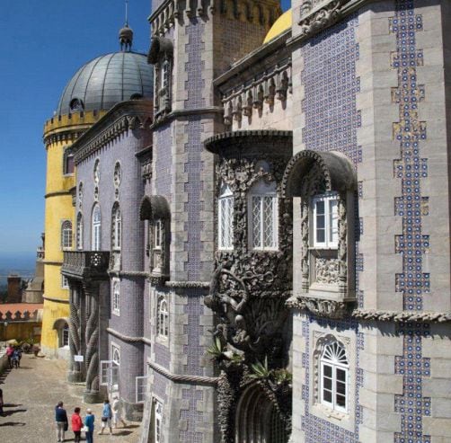 In Sintra, Portugal, Pena Palace shows a kaleidoscope of colors