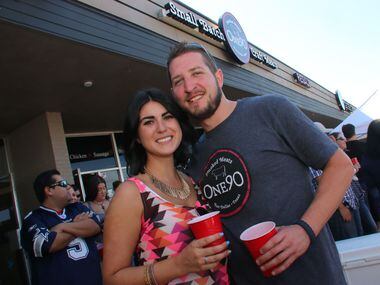 Mirelle Benita and Adam Weatherread at One90 Smoked Meats grand opening in East Dallas on...