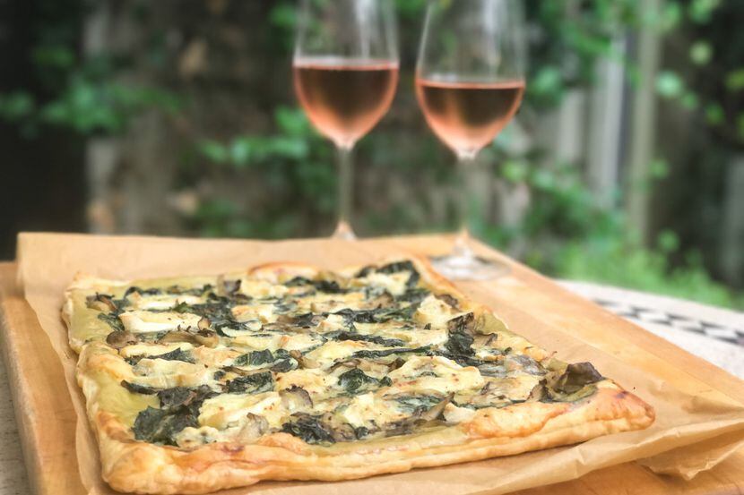 A savory tart with chard and mushrooms makes an excellent nibble with a glass of rosé for a...