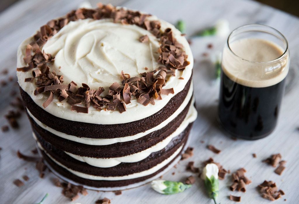 Guinness and Irish Cream make this chocolate cake like a pot of gold at