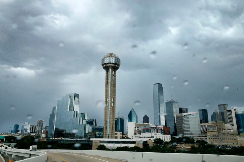 Storms rolled across downtown Dallas on August 30, 2019. 