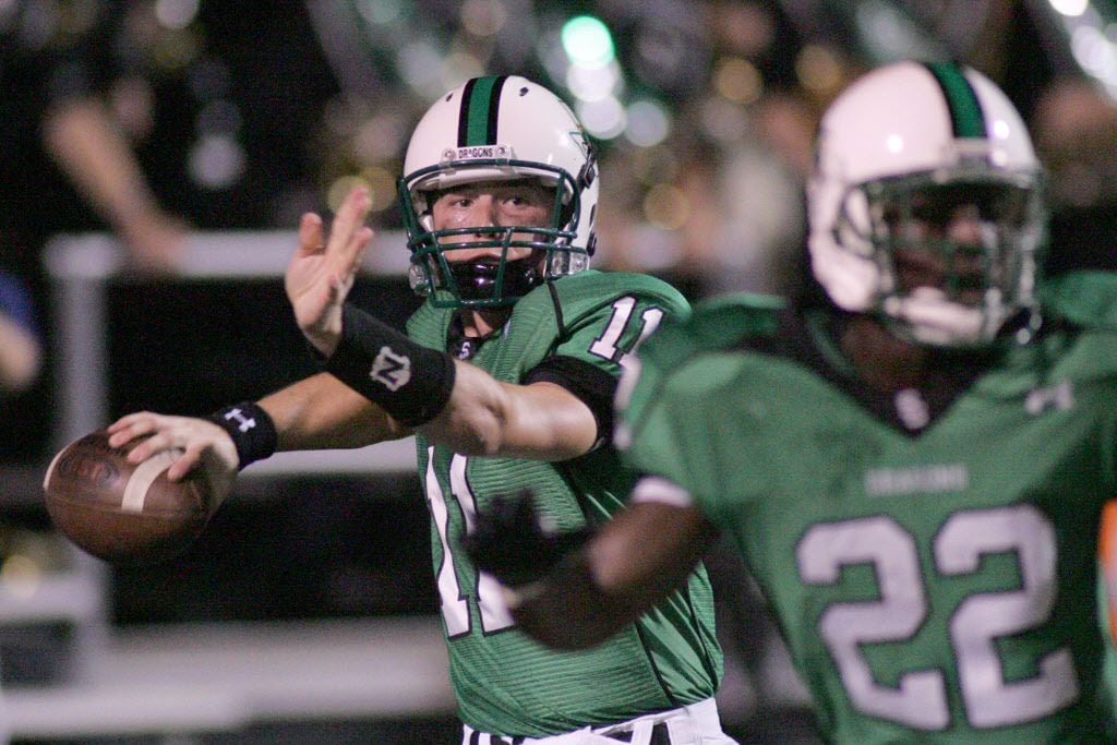 Southlake Carroll's Riley Dodge, cq,  (11) , during second quarter game action between Southlake Carroll and Lake Highlands, Friday September 7, 2007, at Dragon Stadium. 