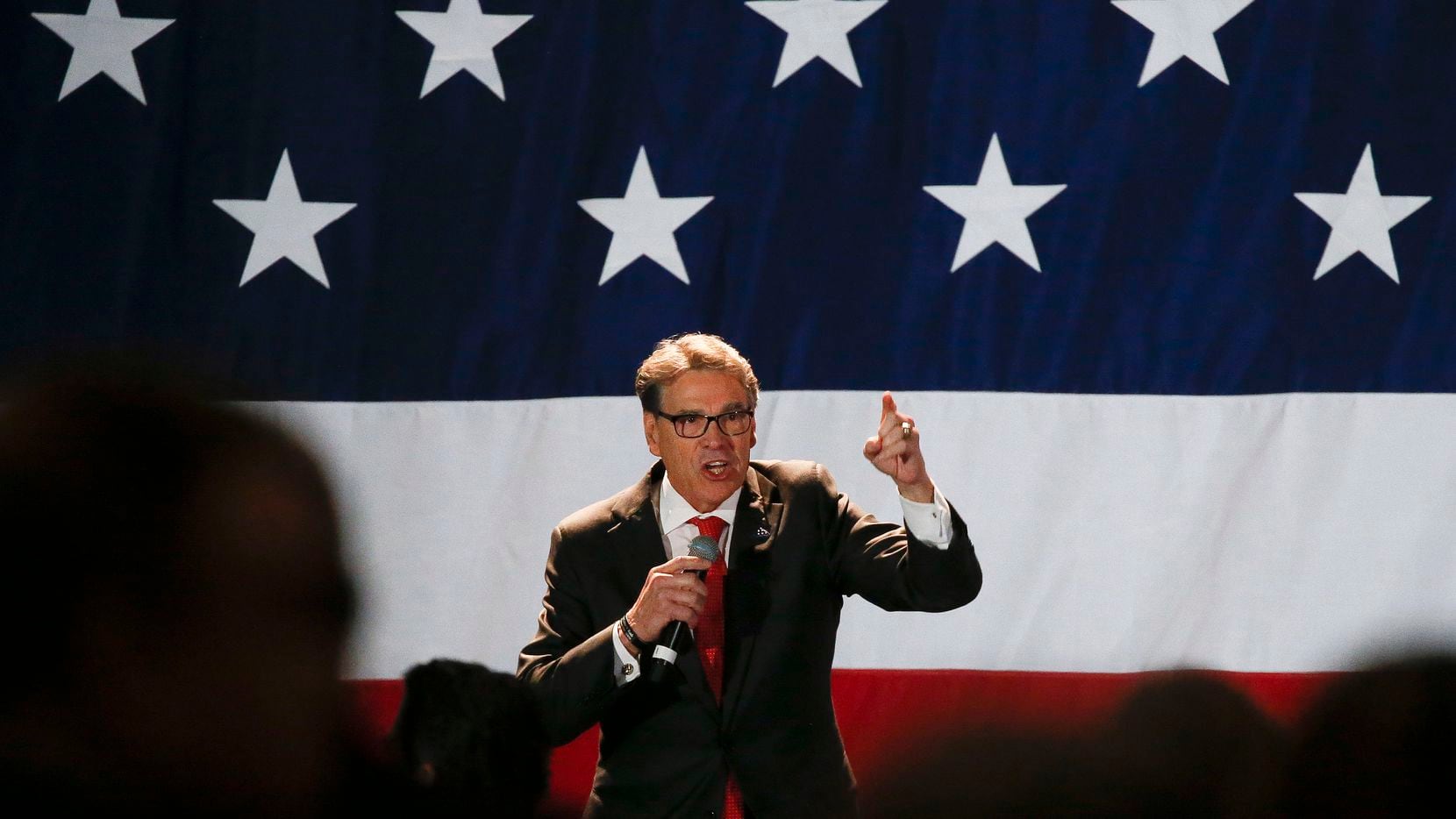 Rick Perry, former Secretary of Energy and former Texas governor, speaks during the Dallas...