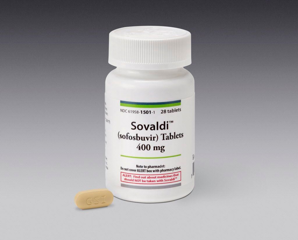 In an undated handout photo, a bottle of Sovaldi, made by Gilead Sciences, a once-a-day...