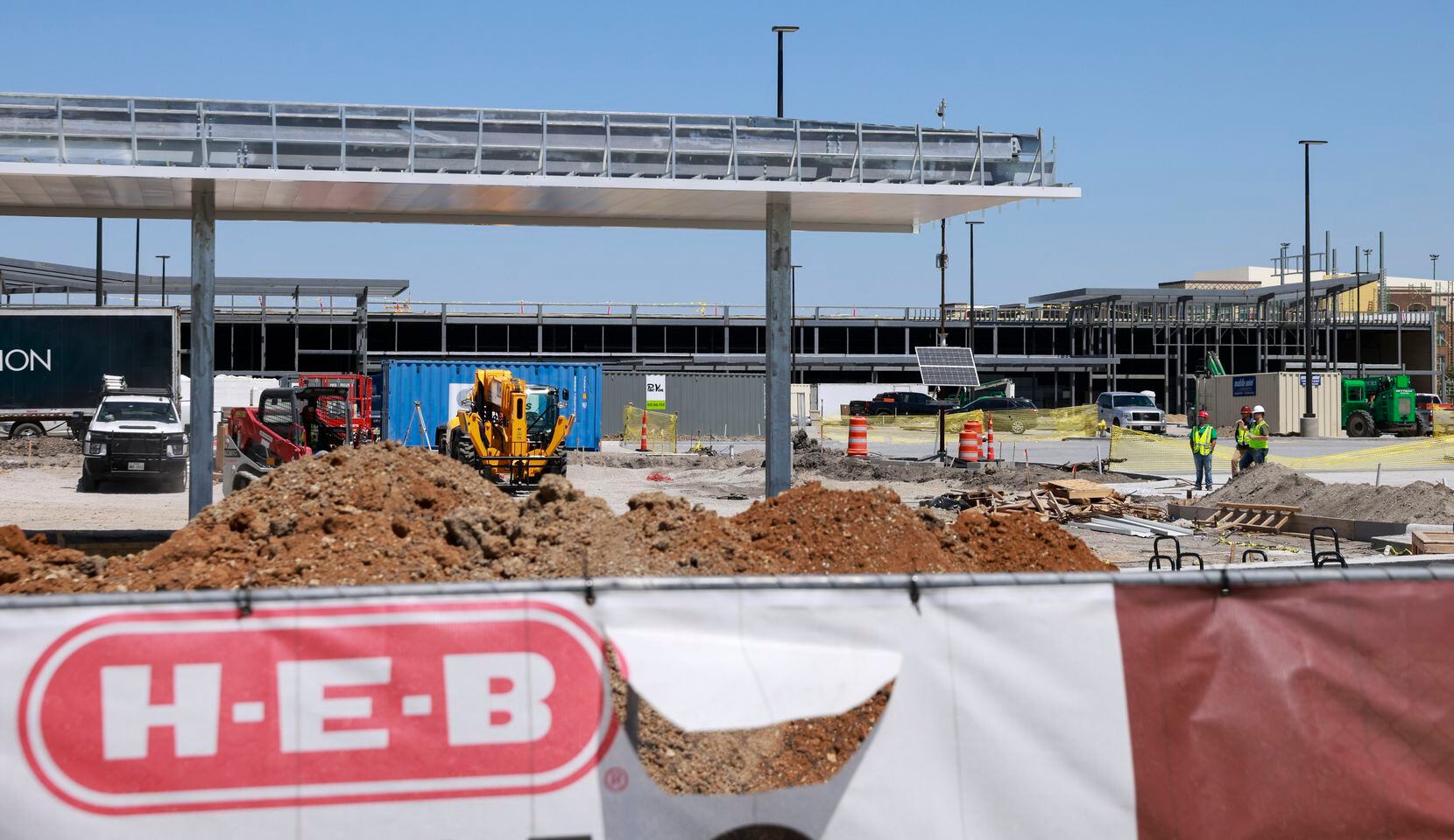 Construction continues at the site of a new H-E-B in Frisco, on the northeast corner of...