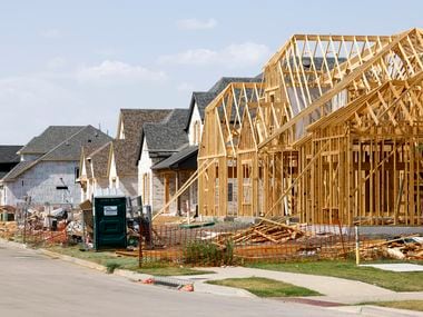 A row of homes were construction in the Legacy Gardens subdivision in Prosper on Aug. 5.