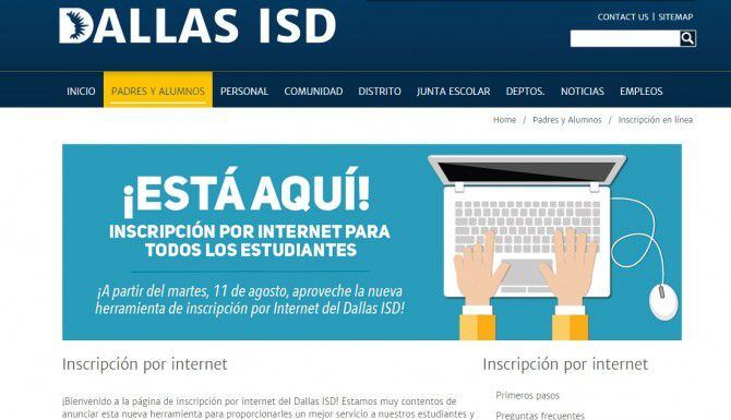 Esta es la página web del distrito escolar de Dallas para informar a los padres sobre todo...