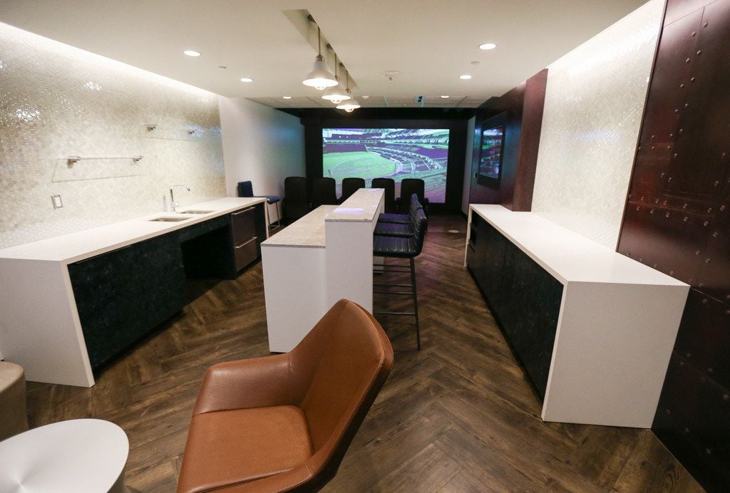 A model suite, which will be available at Globe Life Field, is pictured above on Tuesday,...