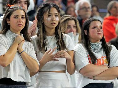 Rockwall student fans watch as the team’s final comeback attempt falls short during the...