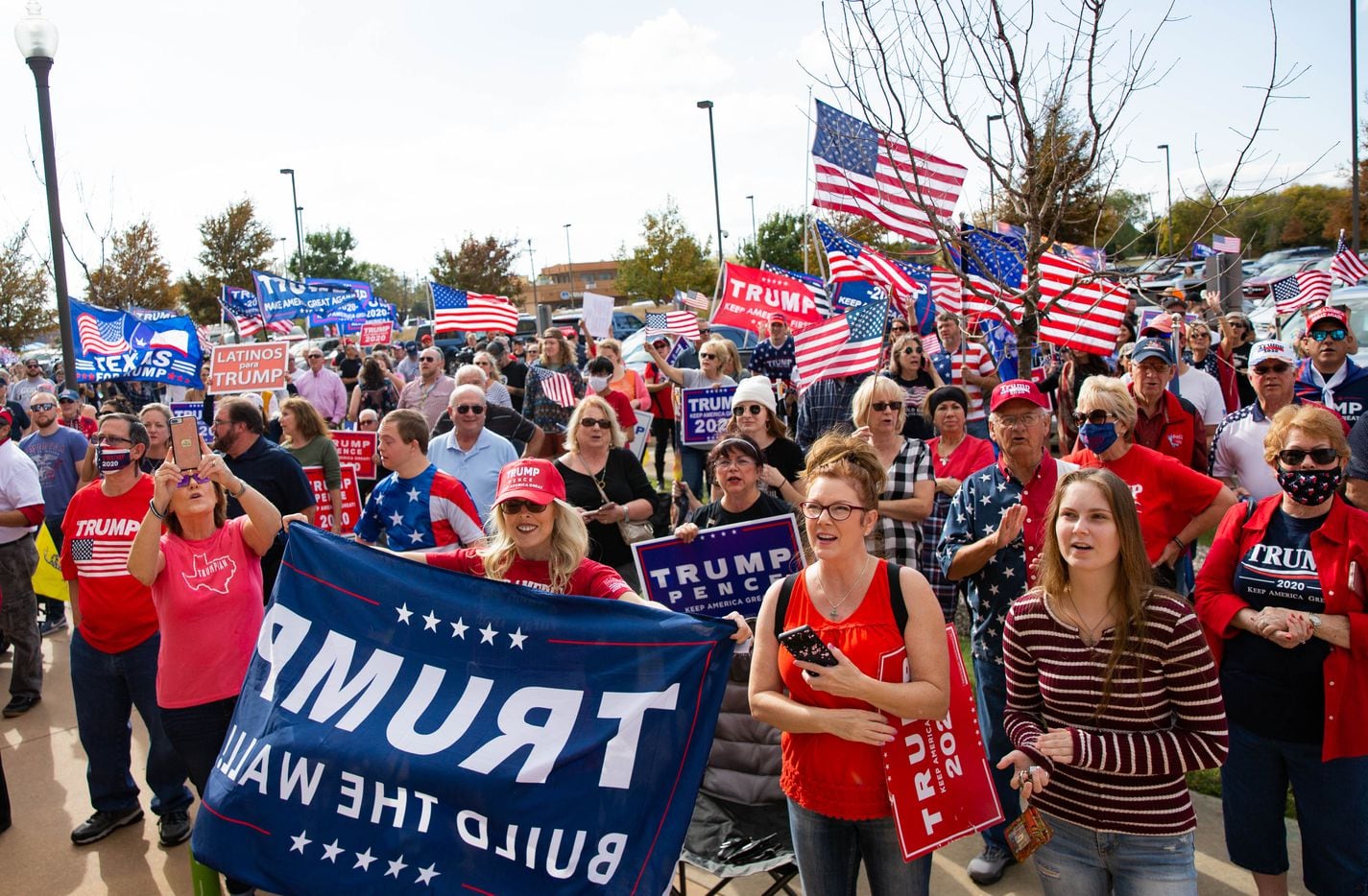 Trump supporters gather for an America is Great rally hosted by TrumpTrain 2020 DFW at Rockwall County Courthouse in Rockwall on Sunday, Nov. 8, 2020. (Juan Figueroa/ The Dallas Morning News)