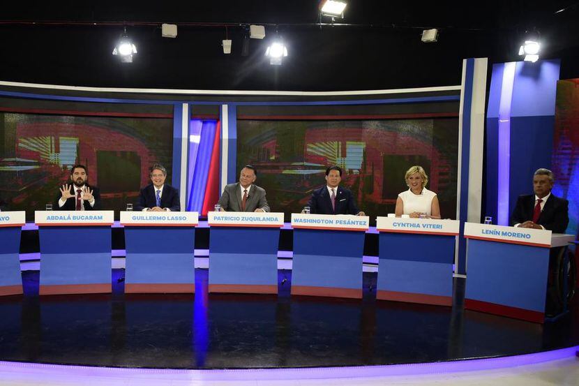 Los candidatos presidenciales de Ecuador tuvieron un debate el domingo pasado. (AFP/GETTY...