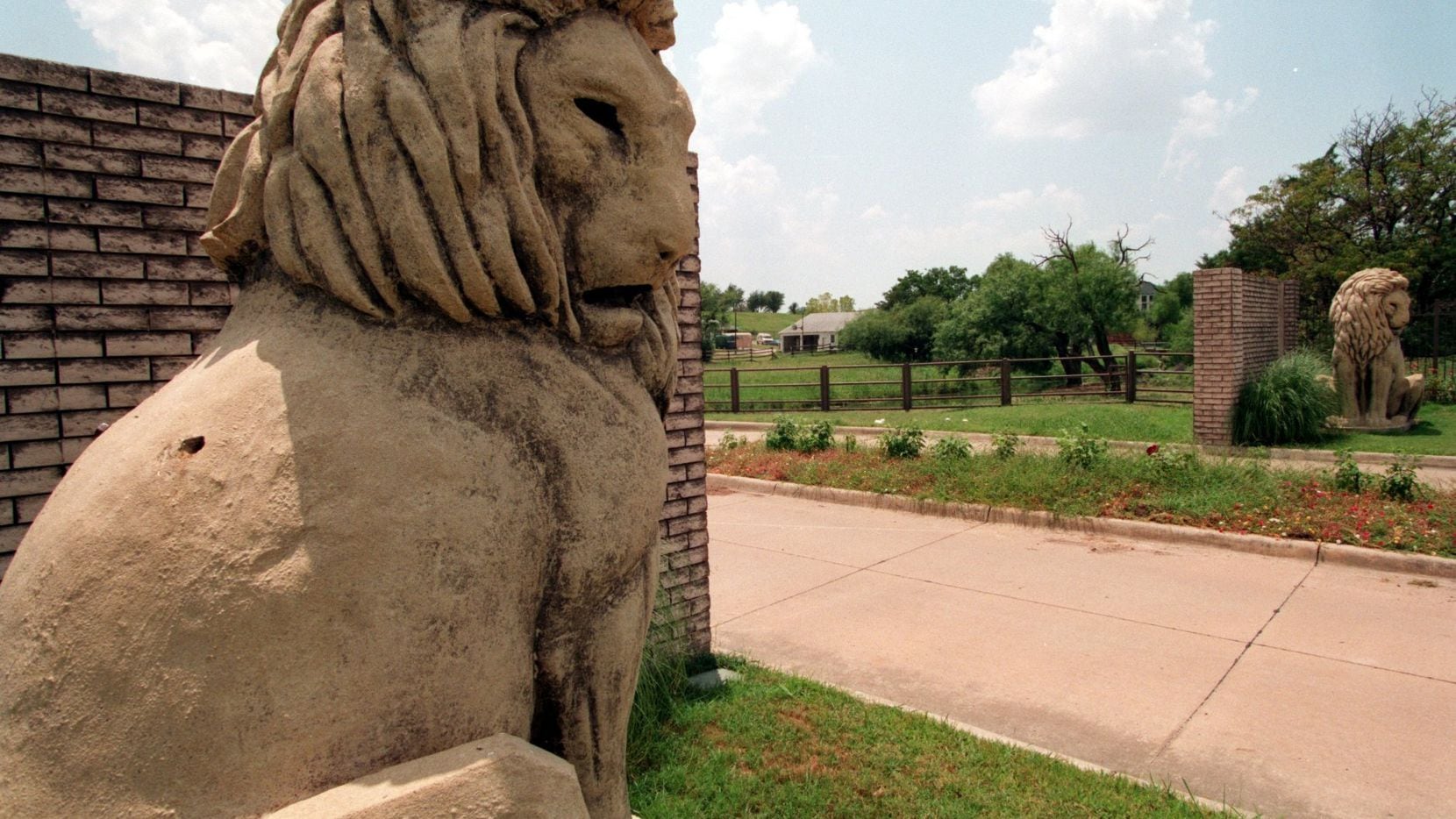 Two lion sculptures once guarded the ranch entrance for the Carpenters, the founders of Las...