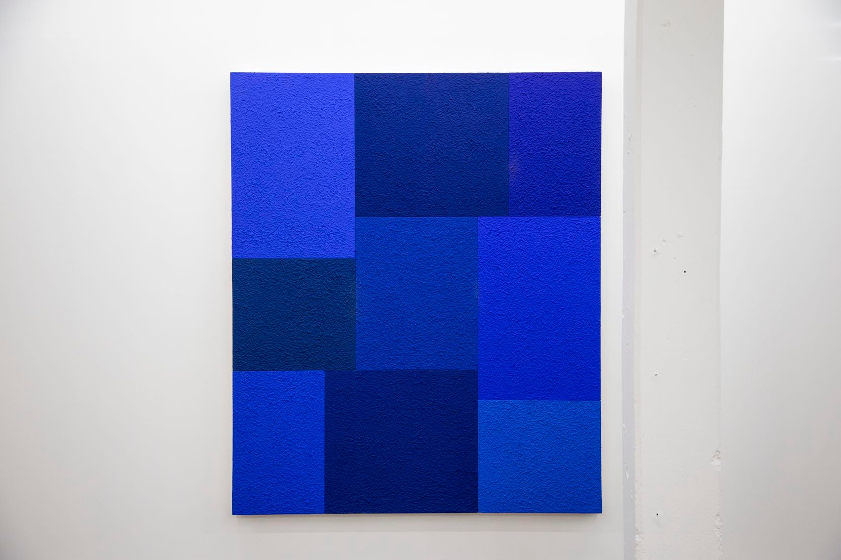 Peter Halley offers vibrant geometries of painted rectilinear shapes in his exhibition.