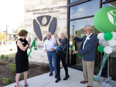 Children's Advocacy Center of Collin County CEO Lynne McLean, donors Mark and Carolyn Speese...