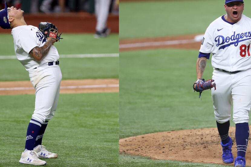 Los pitchers mexicanos, Julio Urías (izq) y Victor González, llevaron a los Dodgers de Los...