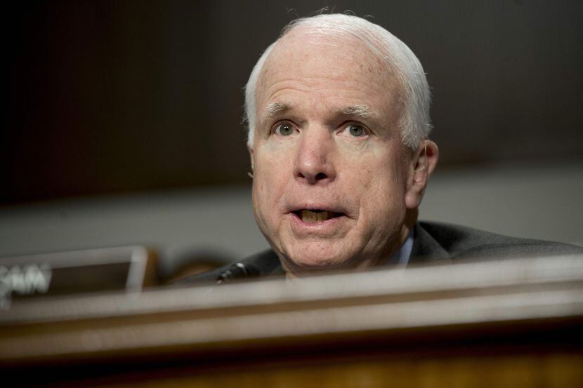 (FILES) This file photo taken on February 9, 2016 shows US Senator John McCain, Republican...