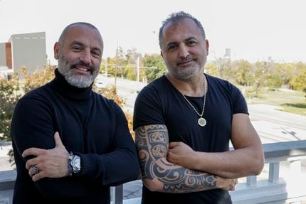 Co-owners Mert Tezkol (left) and Habip Kargin stand on the second floor balcony at The...