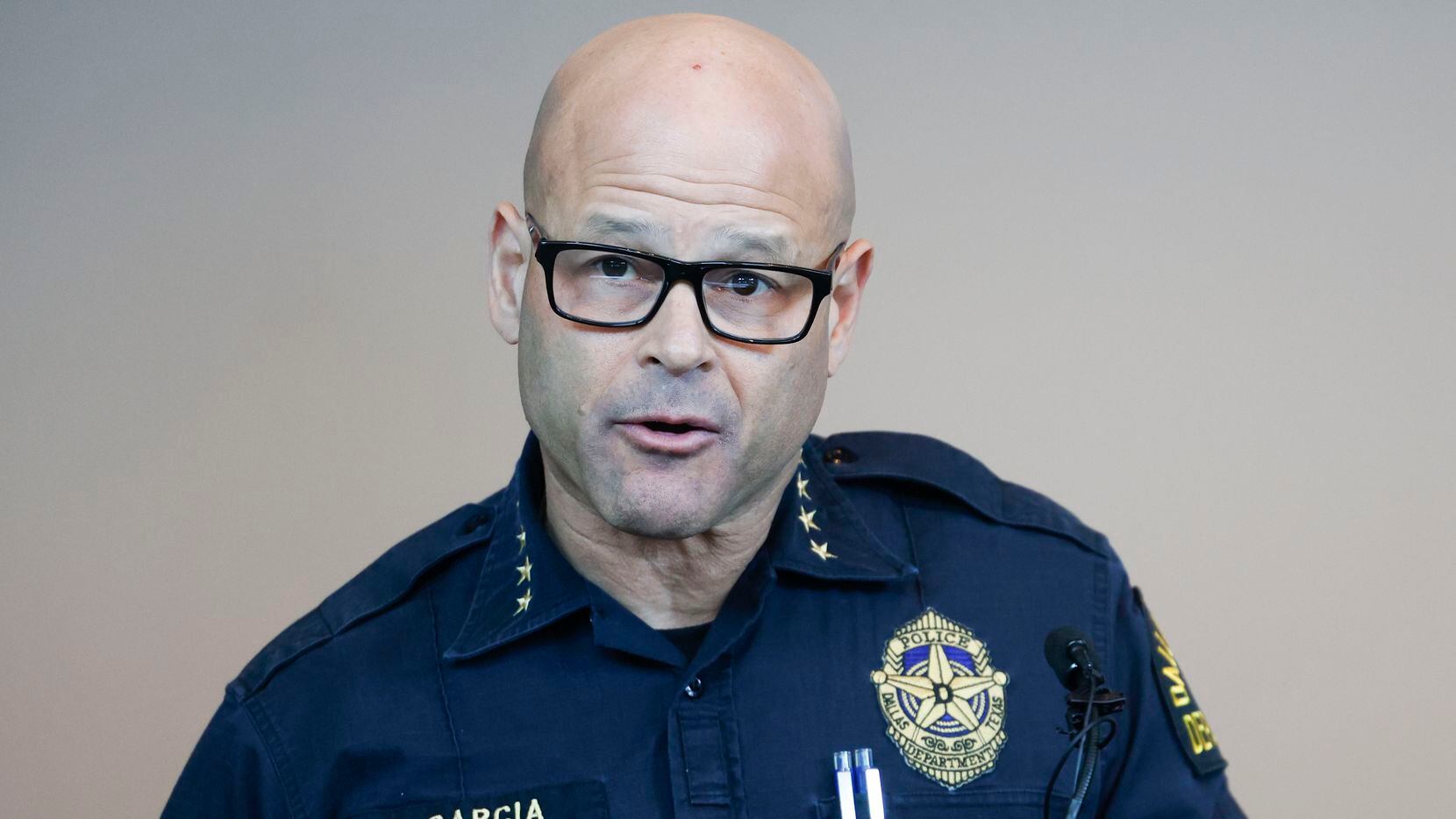 Dallas Police Chief Eddie García during a news conference on March 22. The chief fired two...