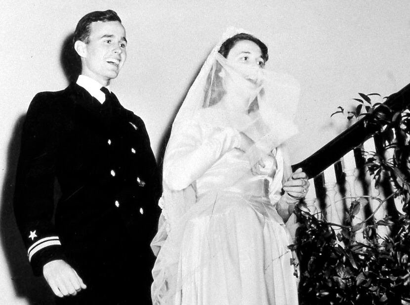 1945:  The wedding of George H.W. Bush and Barbara Pierce, in Rye, N.Y.