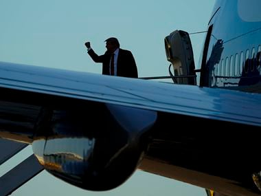 President Donald Trump board Air Force One prior to departing Dallas Love Field Airport...