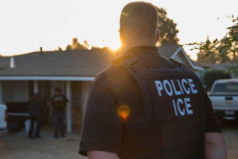Immigration and Customs Enforcement agents after a predawn raid that failed to capture their...