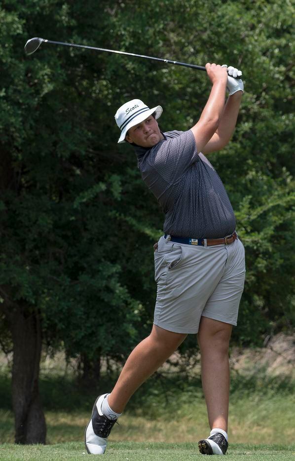 Highland Park, Preston Cooper tees off from the no. 15 tee box during the first round of UIL...