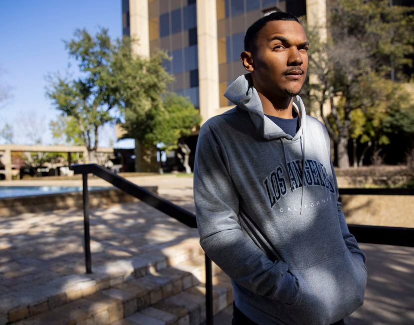 Neco Bonham, 18, posed for a photo outside of the law office of Damon Mathias in Dallas on...