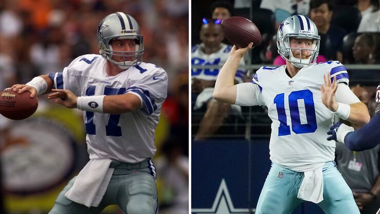 Jason Garrett (left) and Cooper Rush (right). Photos from The Dallas Morning News staff.