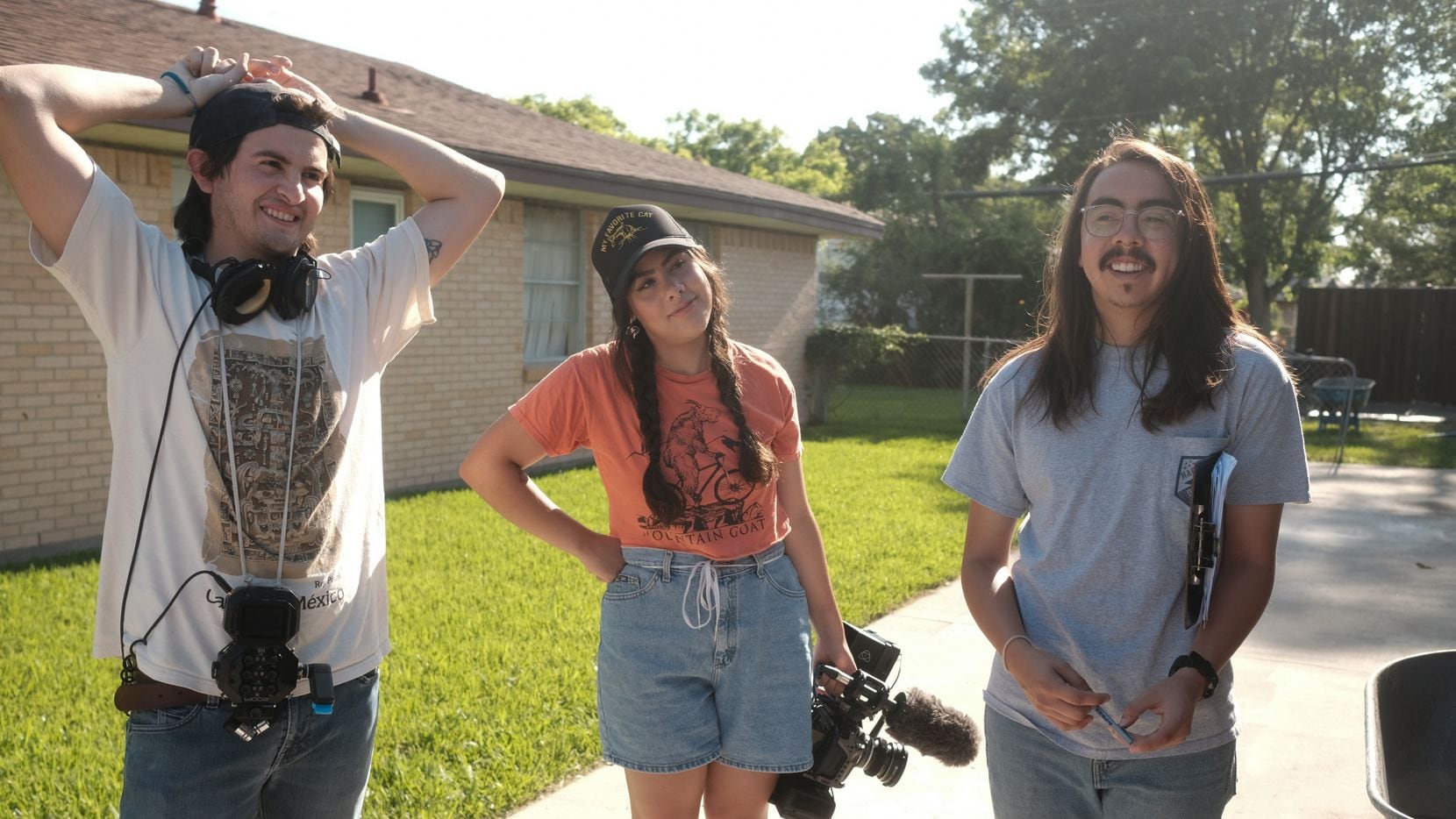 From left to right: David Velez, Emily Sánchez and Brandon Rivera are the Tejano trio behind...