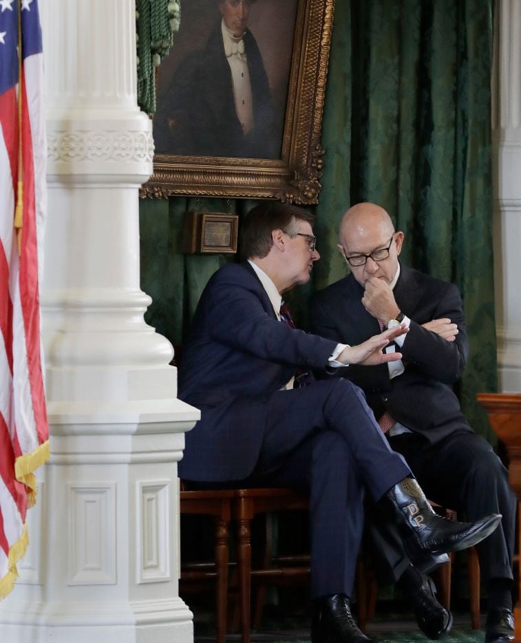 Texas Lt. Gov. Dan Patrick (left) tweeted Tuesday that he did not support a House measure...