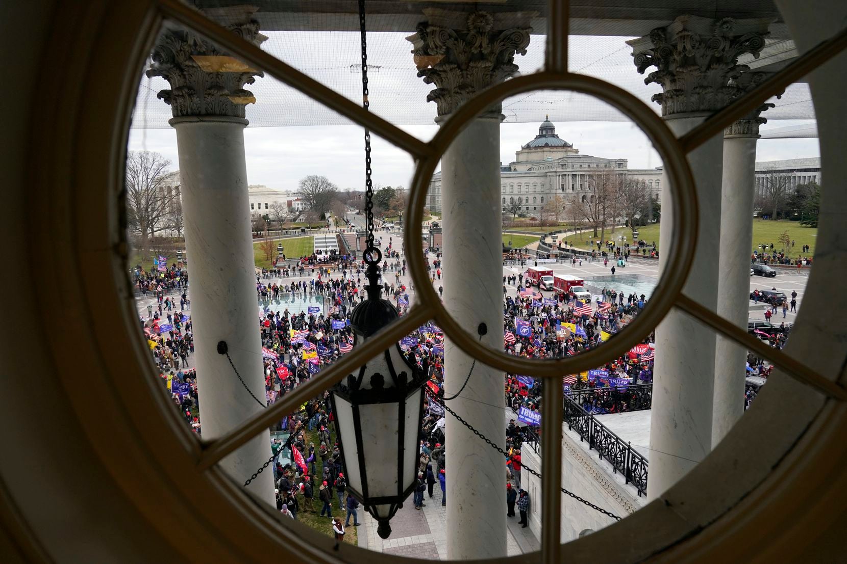 Protesters gather outside the U.S. Capitol, Wednesday, Jan 6, 2021.