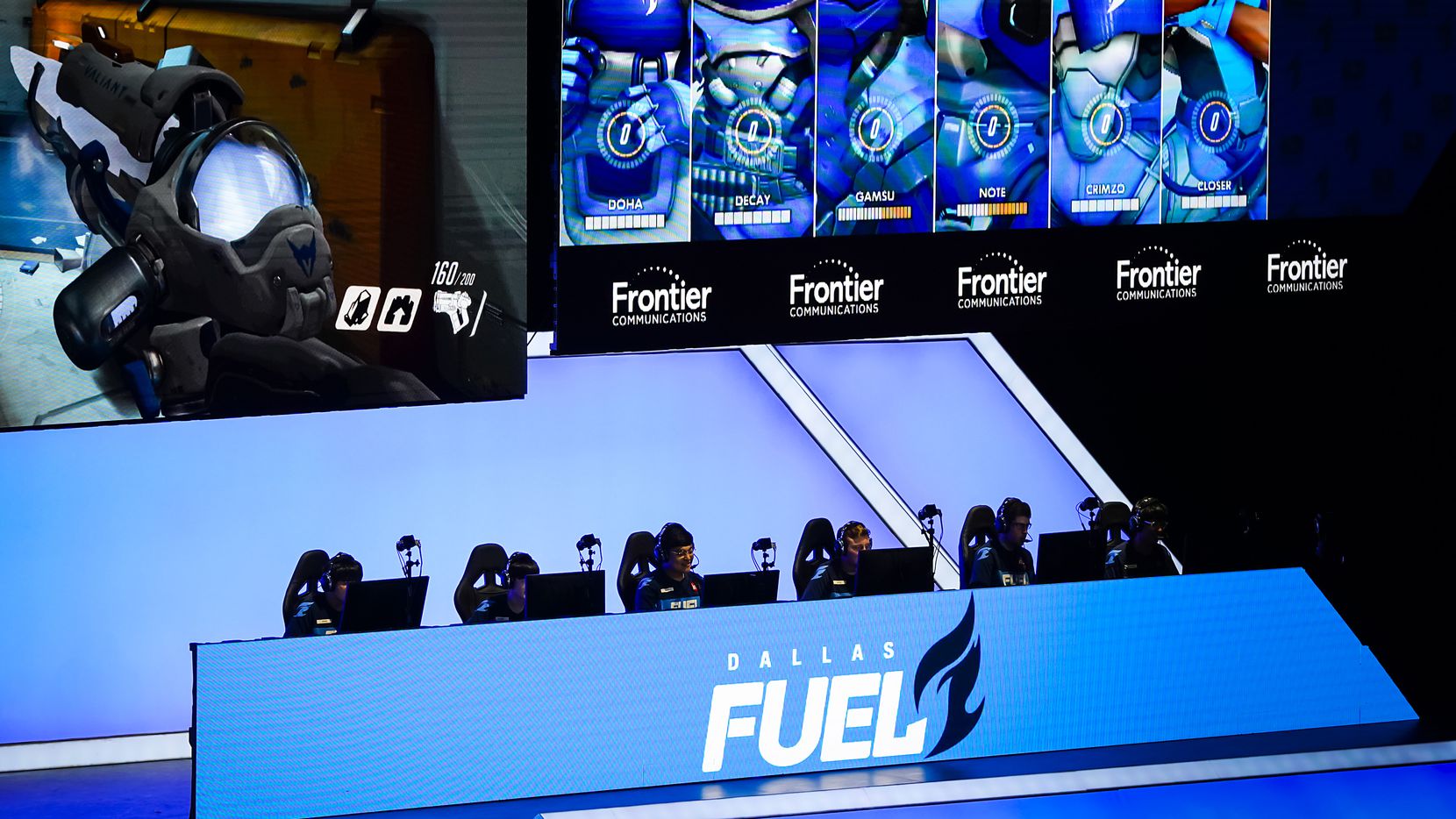 From left, Dallas Fuel players Kim "DoHa" Dongha, Jang "Decay" Gui-un, Noh "Gamsu" Youngjin,...