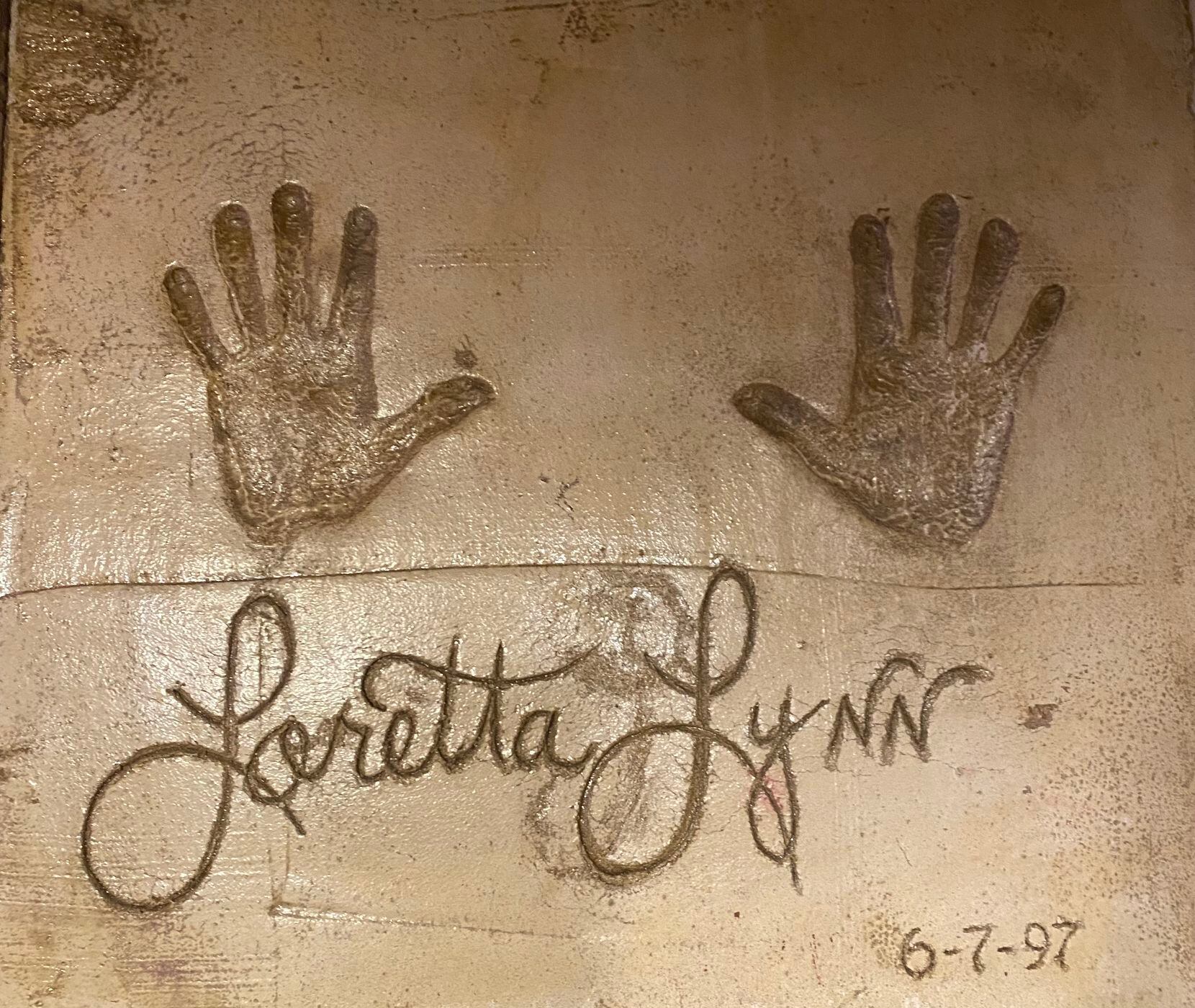 Loretta Lynn left her handprints in cement after her June 7, 1997, appearance at Billy Bob's...