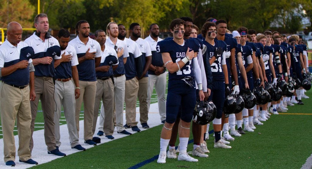 Former Dallas Cowboys quarterback Troy Aikman stands on the sidelines during the Episcopal School of Dallas game against Trinity Christian Academy on Friday, Aug 30, 2019. (Riley Breaux/Special Contributor)
